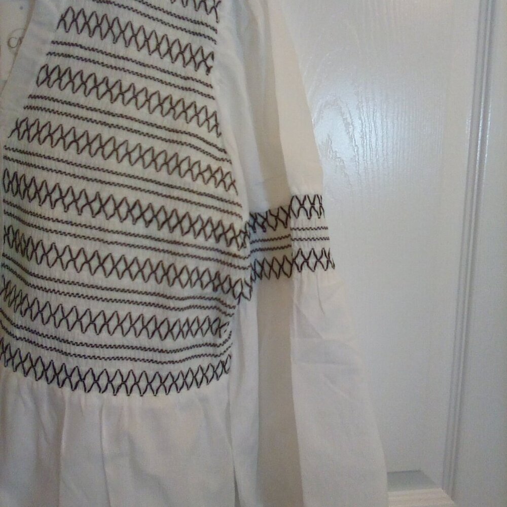 Cato white shirt 3/4 sleeves with black stitching size large - Picture 7 of 9